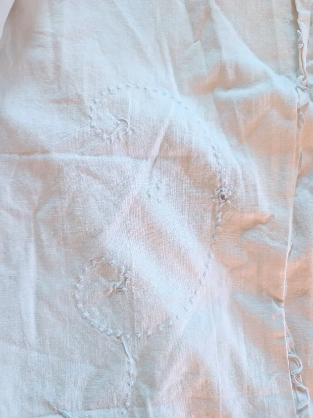 VTG White Eyelet Lace Scalloped Flat Sheet Full Double Bed Floral Cottagecore